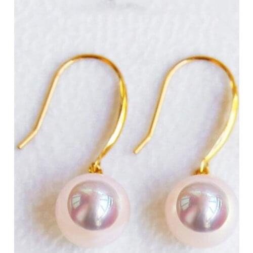AAAA Akoya Pearl Earrings white ROUDN 7-10mm 18k gold HOOK Wholesale for women xmas gift nature