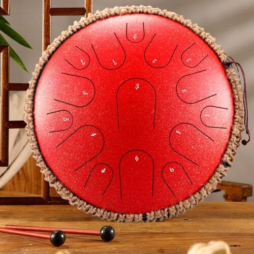13 inch 15 tone Steel Tongue Drum D Key Hand Pan Drum Handheld Tank Drum Percussion Instrument Yoga Beginner Music Lovers