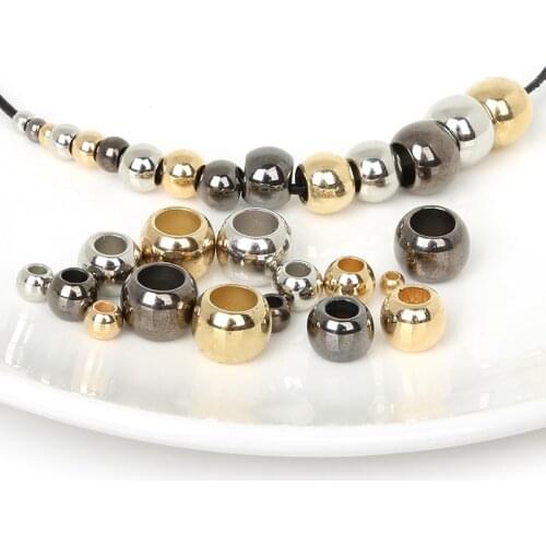 30-200pcs Gold / Rhodium/Gun metal Plastic CCB Big Hole Spacer Looose Beads For Jewelry Making Dia 4mm,6mm,8mm,10mm,12mm