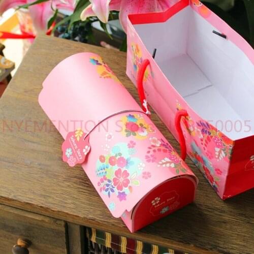 30sets Fresh color green Swiss Roll&Pink cake roll packing box,Provide Free Gift bag&Cake paper holder&Packaging box decoration