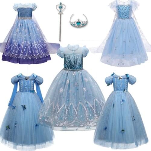 5-10Years Children Clothing Kids Birthday Party Princess Dress Halloween Costume For Girls Belle Dress Send Crown New Year