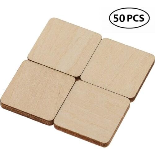50pcs 40mm 1.57inch Wood Squares Pieces Cutouts for DIY Arts Craft Project Pyrography Art Laser Engraving Carving Painting,Wood