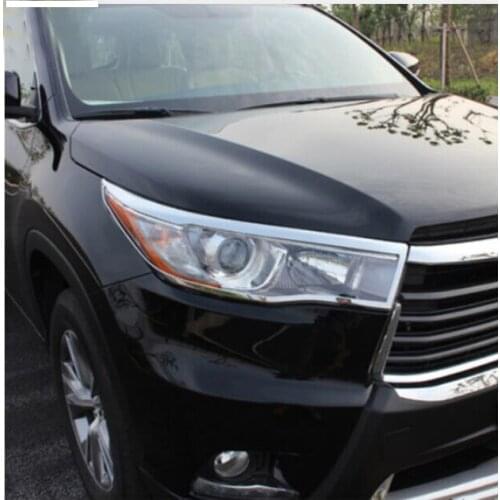 ACCESSORIES FIT FOR 2014 2015 toyota HIGHLANDER KLUGER CHROME FRONT HEADLIGHT LAMP COVER TRIM HEAD LIGHT MOLDING