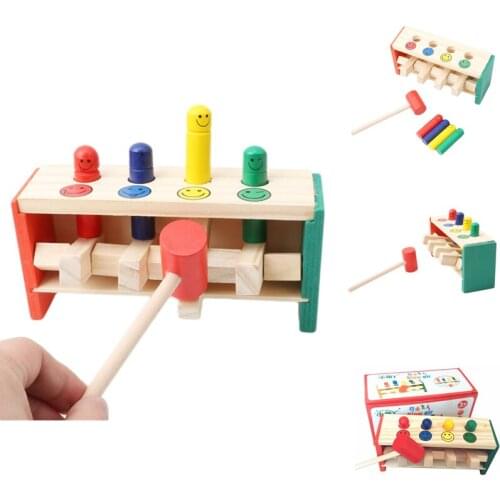 Baby Wooden Toys Hammer Toys +Stick Hammer Box Toddlers Educational Puzzles Wooden Game Toys for Children Hammering Kids Toys