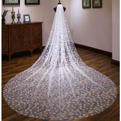 Vintage Ivory Champagne Long Bridal Veils With Comb Glitter One Layer Bride Veils Cut Edge Wedding Accessories Voile Mariage