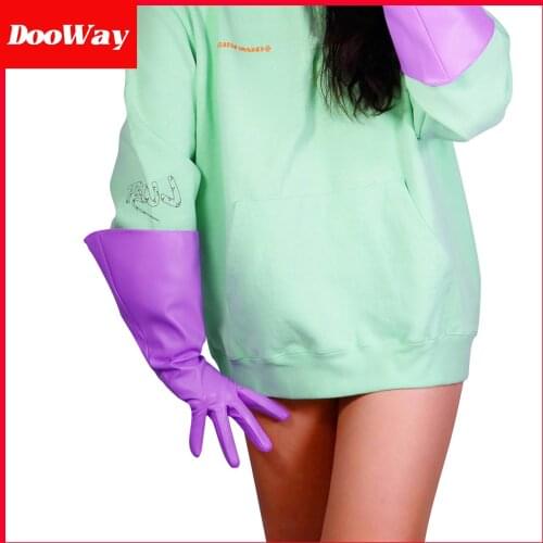 DooWay Womens Fashion Gauntlet Dressy Gloves Faux Leather Wide Sleeves Puff 15 inches Lilac Purple