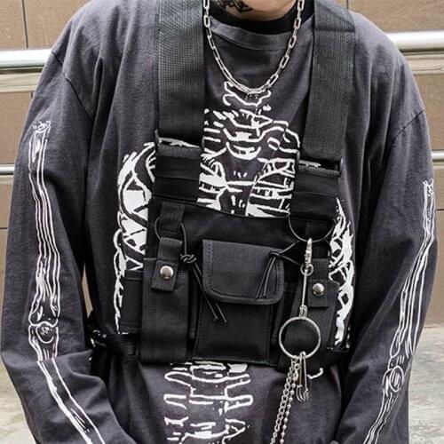 Functional Tactical Chest Rig Bag Men Hip Hop Techwear Streetwear Cool Sling Package Military Soulder Waist Casual Canvas Pack
