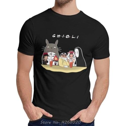 Studio Ghibli Miyazaki Hayao Anime T Shirt Mononoke No Face Totoro Calcifer Porco Rosso T-shirt Men Cotton Tshirt Tees Harajuku