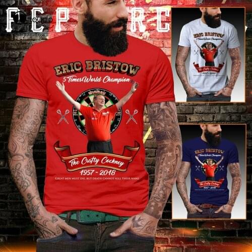 Eric Bristow T Shirt Crafty Cockney Tribute Top Darts World Championship Legend Rip