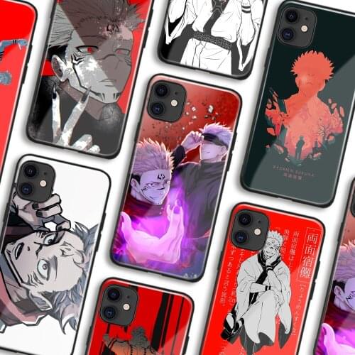 Sukuna Jujutsu Kaisen Anime Glossy Phone Cases For iPhone 11 12 Mini Pro XS Max 6s X XR 6 7 8 Plus SE Matte Soft TPU Glass Cover