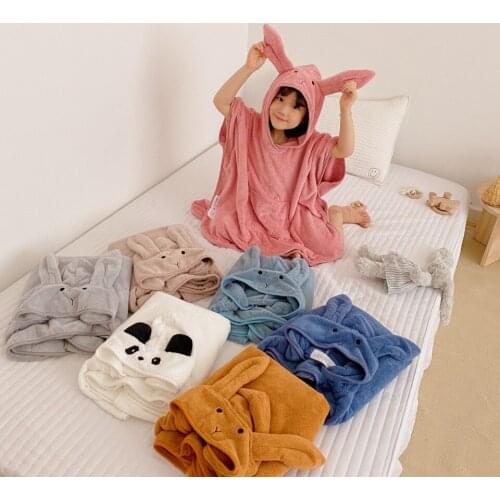 Baby Robe Cartoon Hoodies Rabbit Cloak Girl Boys Sleepwear Bath Towels Kids Soft Bathrobe Pajamas for Children Clothing Costumes