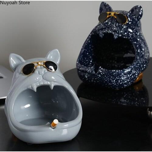 Chinese Ceramic Ashtray Household Living Room Modern Creative Personality Trend Anti-smoke Anti-fly Ash Ashtray with Lid