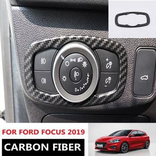 DNHFC Automobile headlight switch button carbon fiber style decorative sequins For Ford Focus 2019 MK4