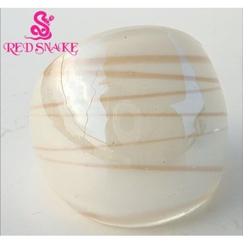 RED SNAKE Fashion Ring Handmade white with Khaki line drawing Murano Glass Rings