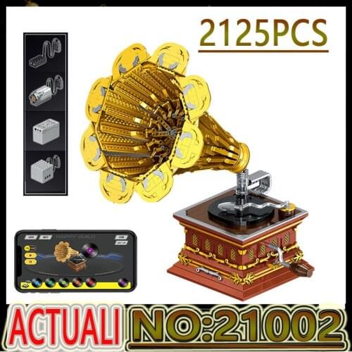 Hot YC21002 The APP Motorized Phonograph Model Building Blocks Assembly High-Tech Bricks Creative Toys Kids Christmas Gifts