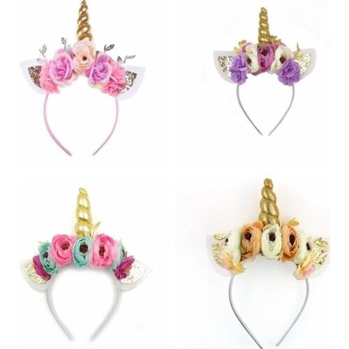 Fashion Unicorn Hair Band Baby Girls Cat Ears Flower Headwear Hair Accessories Birthday Gifts Christmas Dance Party Decoration