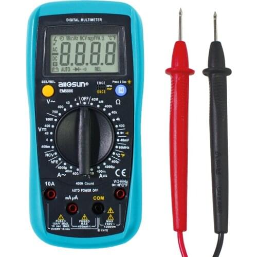 All-sun 2019 Digital Multimeter Auto Range 3999 counts AC/DC Ammeter Voltage ohm Tester Current Ohm NCV REL With Backlight