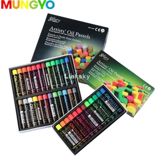 Mungyo Gallery Artists' Oil Pastels Set of 12,24 - Metallic + Fluorescent Coulurs,Easy to draw with a smooth touch,Art supplies