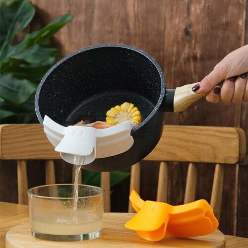 New Round Pot Silicone Soup Guide Nozzle Square Splash Scald Prevention Portable Discharge Spout Easy Clean Kitchen Accessories
