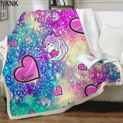 NKNK Unicorn Blankets Animal Thin Quilt Colorful Plush Throw Blanket Rainbow Bedding Throw Sherpa Blanket New Premium Polyester