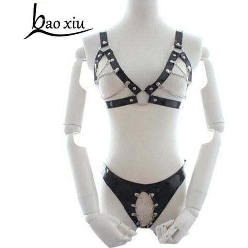 Open Bust Body Sexy Bondage Flirt Sex Bondage Adult Game Sex Toys Women Erotic Sex Lingerie Faux Leather Adjustable Bondage