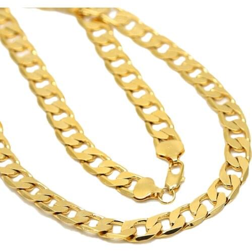 Punk Cuban Chain Gold Necklace Men 46/51/56/61/66/71/76CM Link Curb Chain 18K Long Necklace for Women Fashion Jewelry Charm Gift