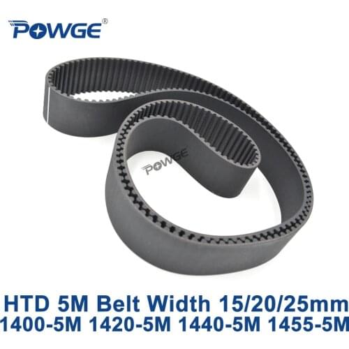 POWGE HTD 5M synchronous Timing belt C=1400/1420/1440/1455 width 15/20/25mm Teeth 280 284 288 291 HTD5M 1400-5M 1420-5M 1440-5M
