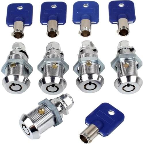 5X 7/8" Office Cabinet Door Locks Cash Door Tool Box Tubular Cam Lock Cylinder Chrome Finish Keyed Alike 5 Keys