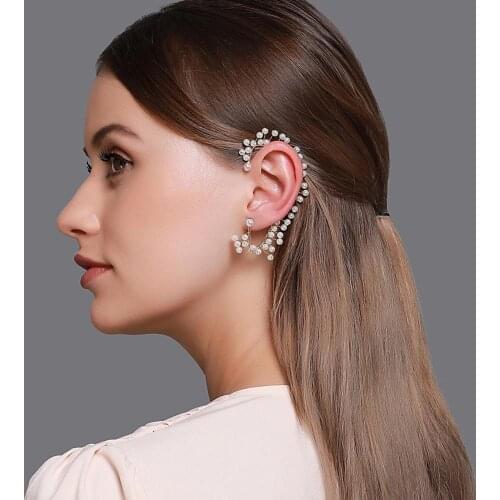 Fashion Creative 5PCS/Set Pearl Rhinestone Pin Ear Clips Earrings 1pc Sweet Elegant Exquisite Pearl Ear Hook Earring Women gift