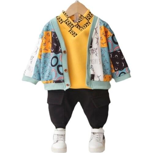 Winter Baby Girls Cartoon Clothes Children Boys Fashion Thick Jacket T-Shirt Pants 3Pcs/Set Autumn Kids Infant Cotton Sportswear