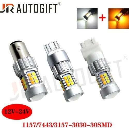 10PCS 1157 7443 3157 3030 30SMD Dual Double colors Super Bright LED Auto Tail Brake Bulb Daytime Running Lights Reverse Light