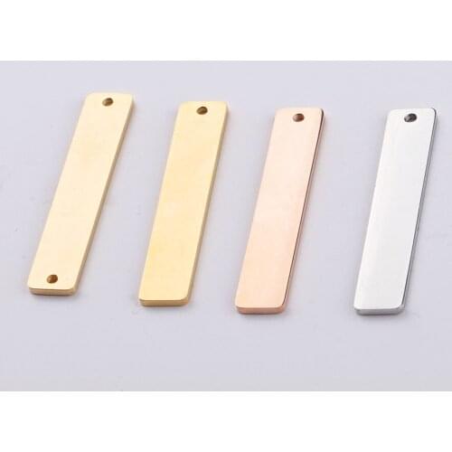6x32mm Rectangar Stainless Steel Blank Long Bar Mirror Polish Military Dog Tag Necklace Connector DIY Jewelry Accessories 10pcs