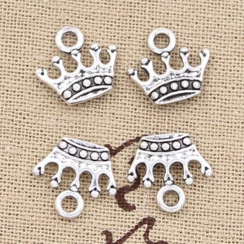 30pcs Charms Crown 13x14mm Antique Bronze Silver Color Plated Pendants Making DIY Handmade Tibetan Bronze Silver Color Jewelry