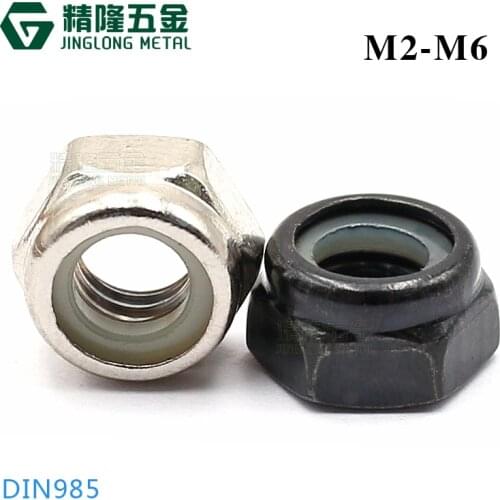 30pcs Carbon Steel M2/2.5/3/4/5/6 nickel/Zinc-plated Hex Nylon Insert Lock Nut Self-locking Nylock Locknut