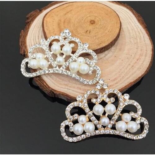 5pcs Crown Rhinestone Crystal Buttons Wedding Party Bride Hair Embellishment DIY Crafts Accessories