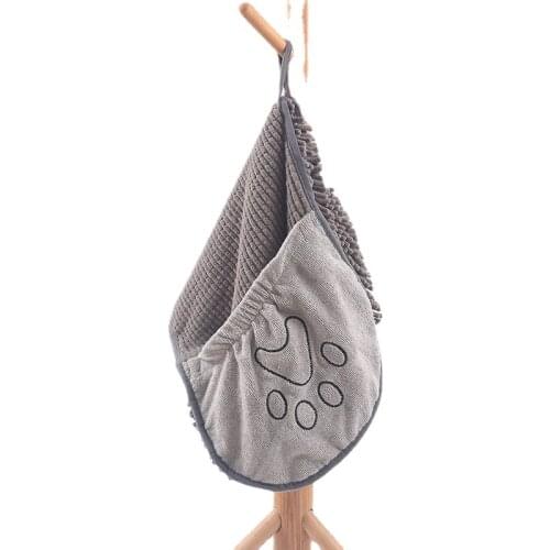 Absorbent Dog Bath Towel with Two Pockets Microfiber Quick-Drying Soft Cat Bathrobe Pet Cleaning Supplies