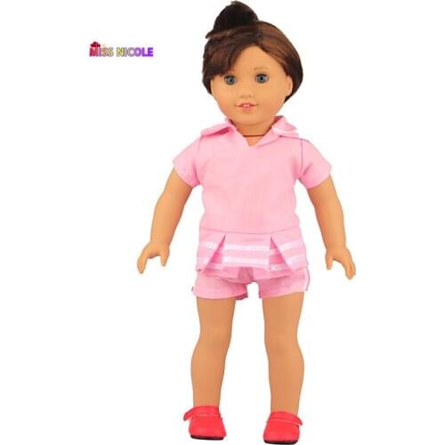 Doll Accessories New Fashion Doll Clothes Pink Short Sleeve Suit Sleeves For 18 inch American IS For 43CM New Baby Born Fit