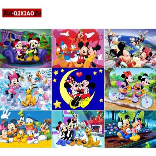 Disney 5D DIY Diamond Embroidery Paintings Mickey and Minnie Full Square/Round Cross Stitch Kit Crafts Childrens Photo Frame