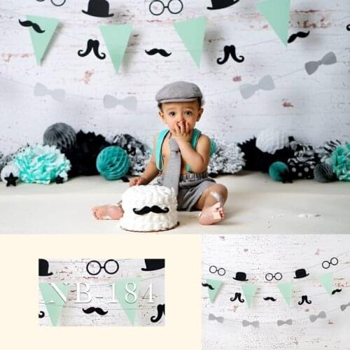 Avezano Birthday Party Baby Shower Boy photography backdrop Green Flag Top Hat Glasses Frames Moustache Background Photo Studio