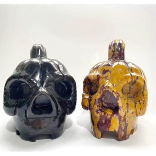 Free Shipping Natural Crystal High Quality Hand Carving Crystal Silver Obsidian mookite Skull for geomantic omen and gifts YJL