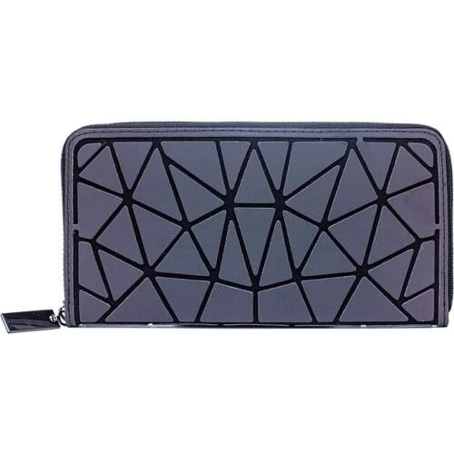 DIOMO Female Wallet Zipper Slim Thin Women Purses Long Clutch Wallets Geometric Luminous Money Bag