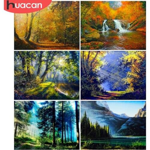 HUACAN Diamond Painting Nutural Landscape Cross Stitch Diamond Embroidery Tree Mosaic Home Decor Room Decor