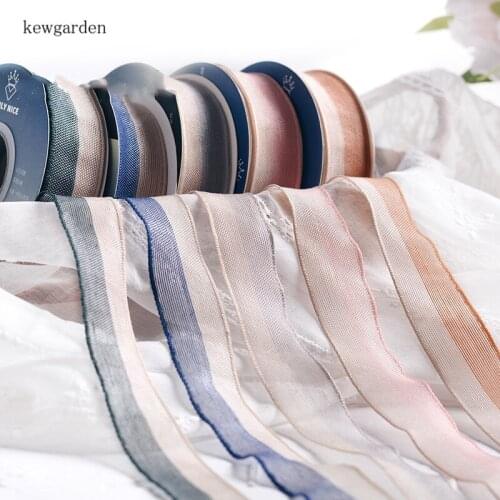 Kewgarden Two Colors Ribbon 1" 25mm Handmade Tape Accessories DIY Hair Bow Packing Satin Ribbon Riband 16 Yards
