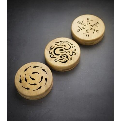 Solid Wood Round Bamboo Incense Burner Household Indoor Aromatherapy Burner Friendly Home Decor