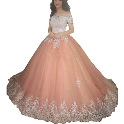 Bealegantom Lace Quinceanera Dresses 2021 Ball Gown Beaded Lace Up Sweet 16 Dress Debutante Vestidos De 15 Anos QA1605