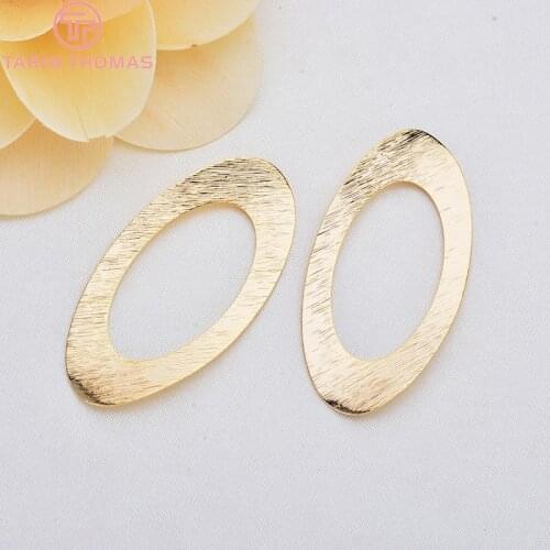 6PCS 24x46MM 24K Gold Color Plated Brass Oval Shaped Charms Pendants High Quality DIY Jewelry Making Findings