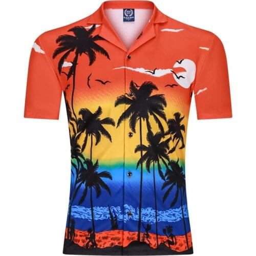 New Print Shirt Men Short Sleeve Summer Beach Casual Loose Streetwear Fashion Cardigan Hip Hop Male Camisa Blouse Men Clothing