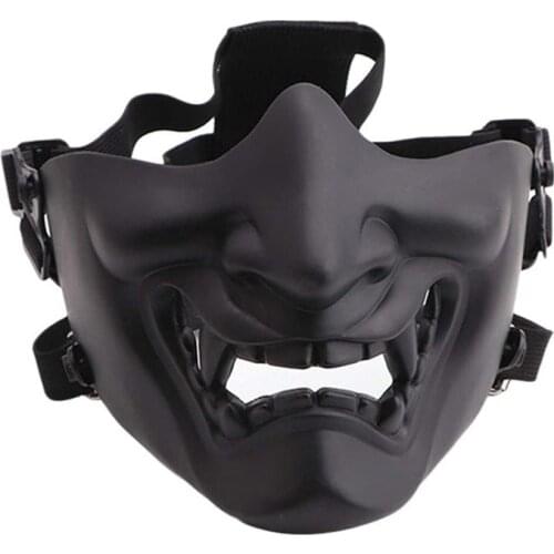 April MOMO New Half Face Mask Airsoft Costume Halloween Cosplay BB Evil Demon Kabuki Samurai Half Face Mask