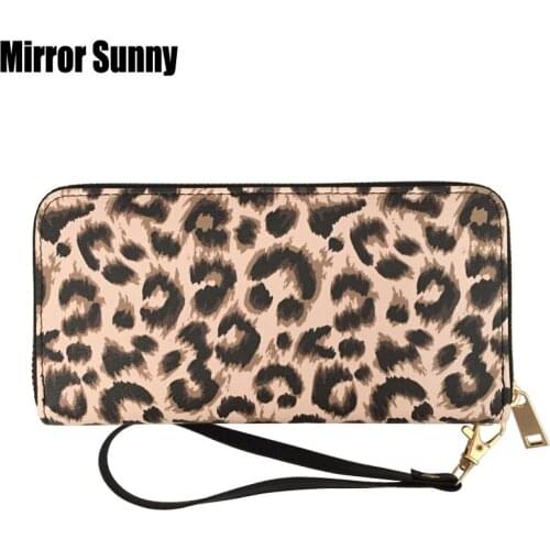 New Fashion Leopard Print Wristband Wallet For Women Ladies Long Zipper Purse Female Cellphone Bag Large Capacity Carteiras