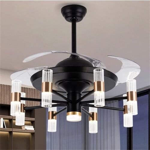 DLMH New Ceiling Fan Light Invisible Lamp With Remote Control Modern LED For Home Living Room 120V 240V